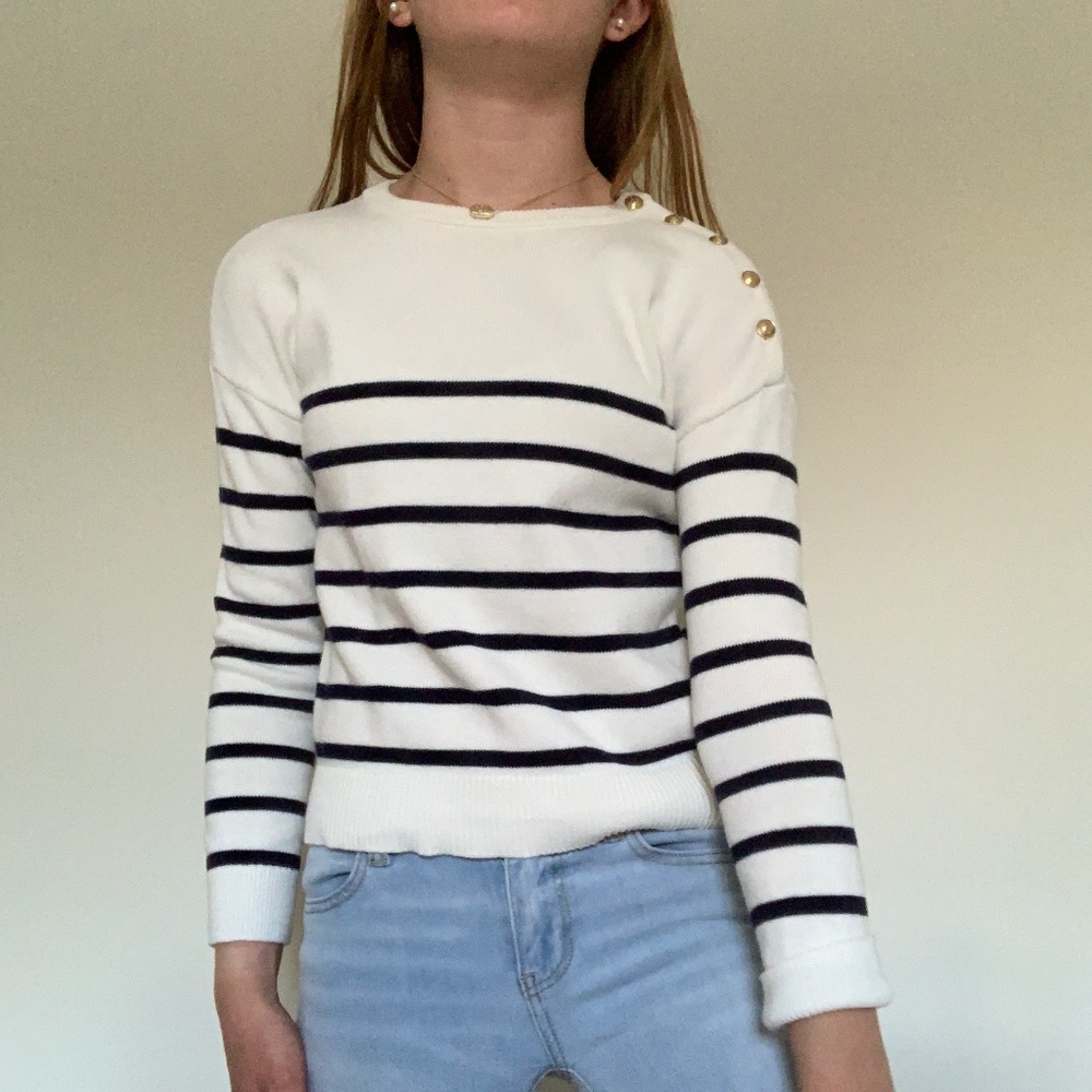 Black and White Striped Gap Sweater